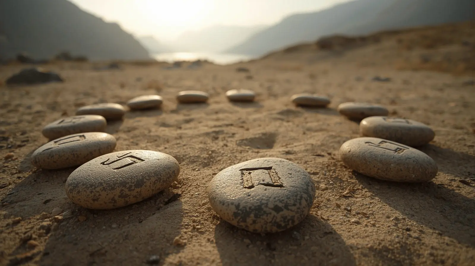 Biblical twelve stones representing the tribes of Israel as a symbol of unity and remembrance