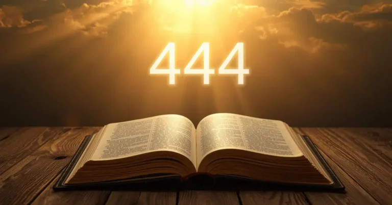 Biblical meaning of 444 with open Bible and glowing light symbolizing divine guidance