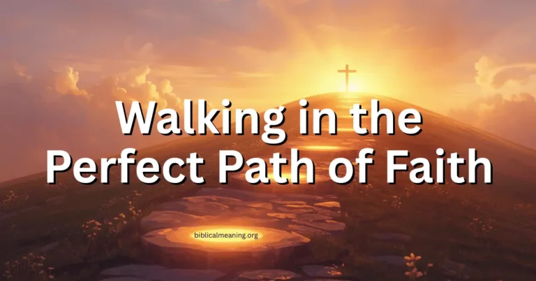 Seven steps of faith in the Bible symbolized by a path leading toward divine light, representing trust in God’s perfection